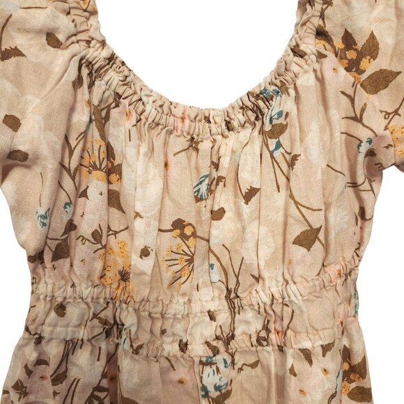Spartina 449 Audrey Floral Linen Romper Size Small Beige Multicolor Poppies - Picture 4 of 6